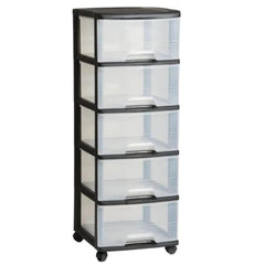 Curver Rack with 5 Drawers 37x39x100cm - Transparent / Black