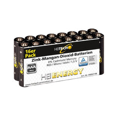 Heitech Zinc Carbon Batteries AAA 1.5V - Pack of 16pcs