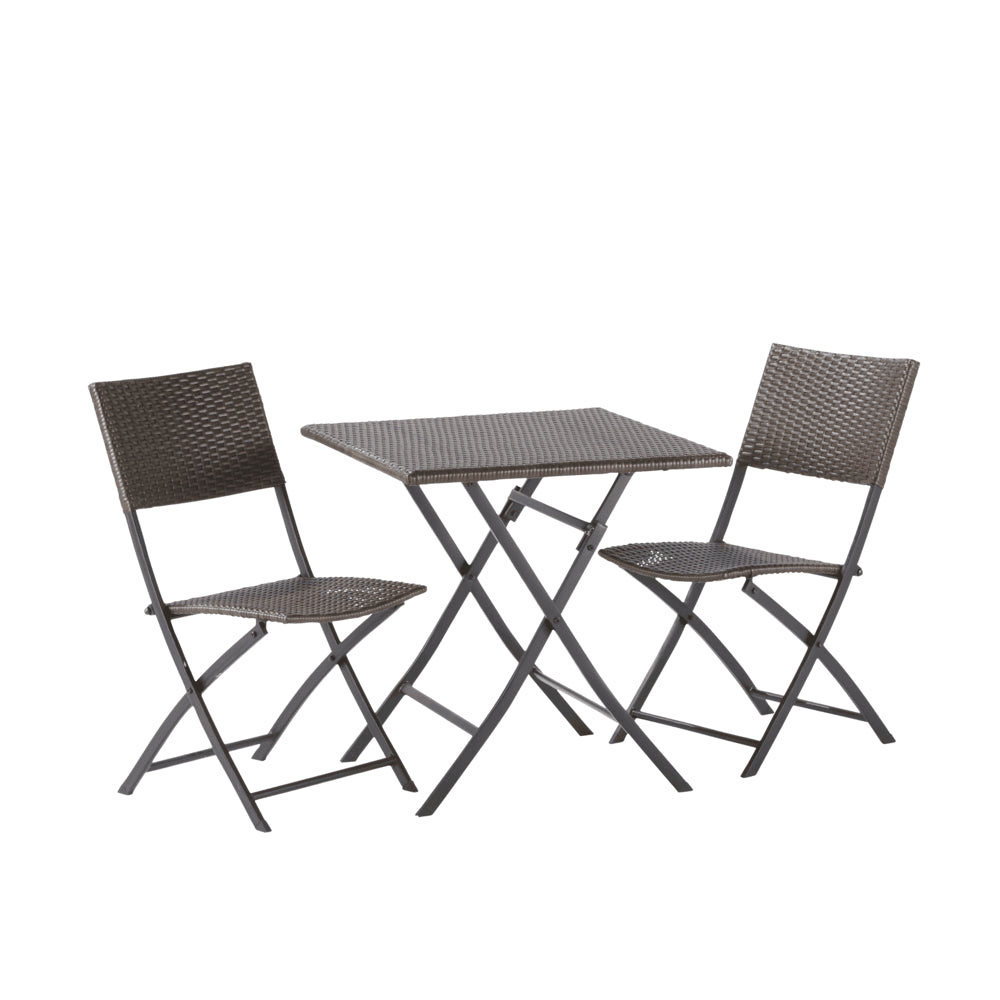 Zena Origami Wicker-Steel Bristro Set - Table + 2 Chairs Dark Brown