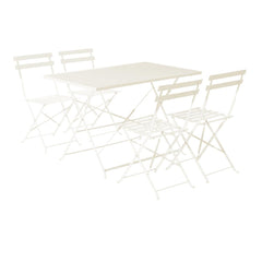 Naterial Flora II Origami Bistro Set With 4 Chairs - Cream