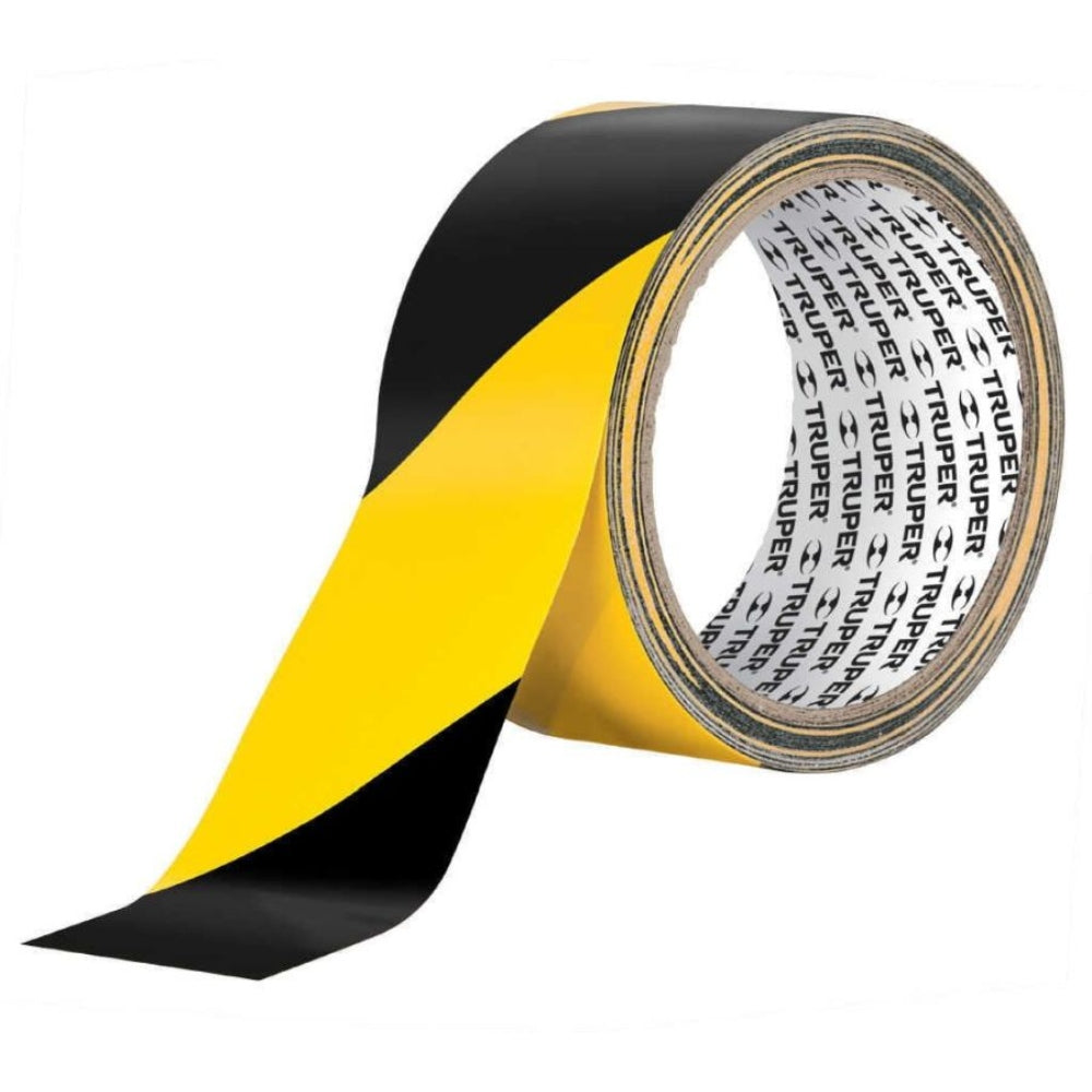 Truper Yellow/ Black Warning Tape 5cm X 18m,