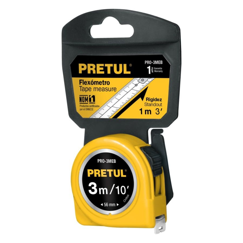 Pretul Yellow Measuring Tape 1.3cm x 3m