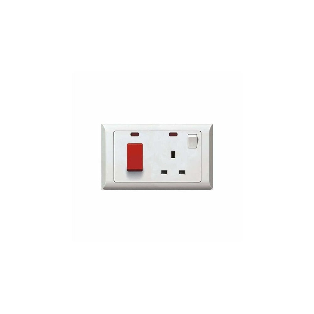 Taili Apex Switch 45A 1 Gang DP with Neon and 13A Socket - White ...