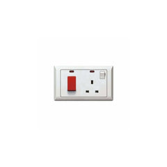 Taili Apex Switch 45A 1 Gang DP with Neon and 13A Socket - White