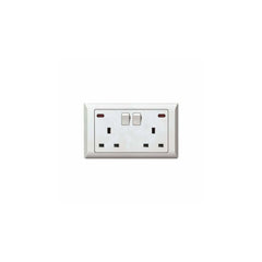 Taili Apex 13A 2 Gang DP Switched Socket with Neon - White