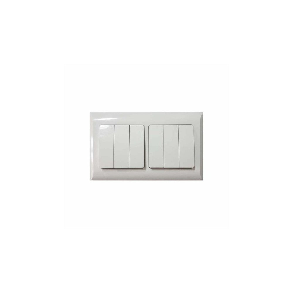 Taili Apex Wide Rocker Switch 10A 6 Gang 2 Way - White