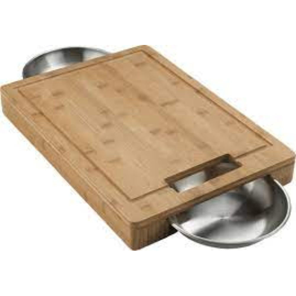 Napoleon Professional Cutting Board Set with Bamboo Surface and Stainless Steel Bowls