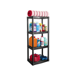 Pretul Plastic Shelving Unit of 4 Shelves - Black