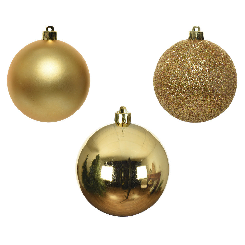 Decoris Shatterproof Baubles Box of 10 Pieces 6cm - Light Gold