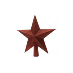 Decoris Shatterproof Star Tree Topper 20cm with Glitter - Christmas Red