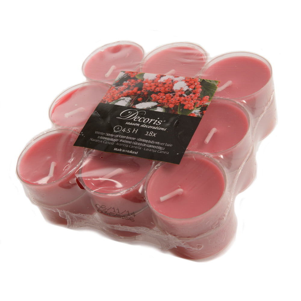 Decoris Scented Tealight Box of 18 Pieces - Winter Berry Red