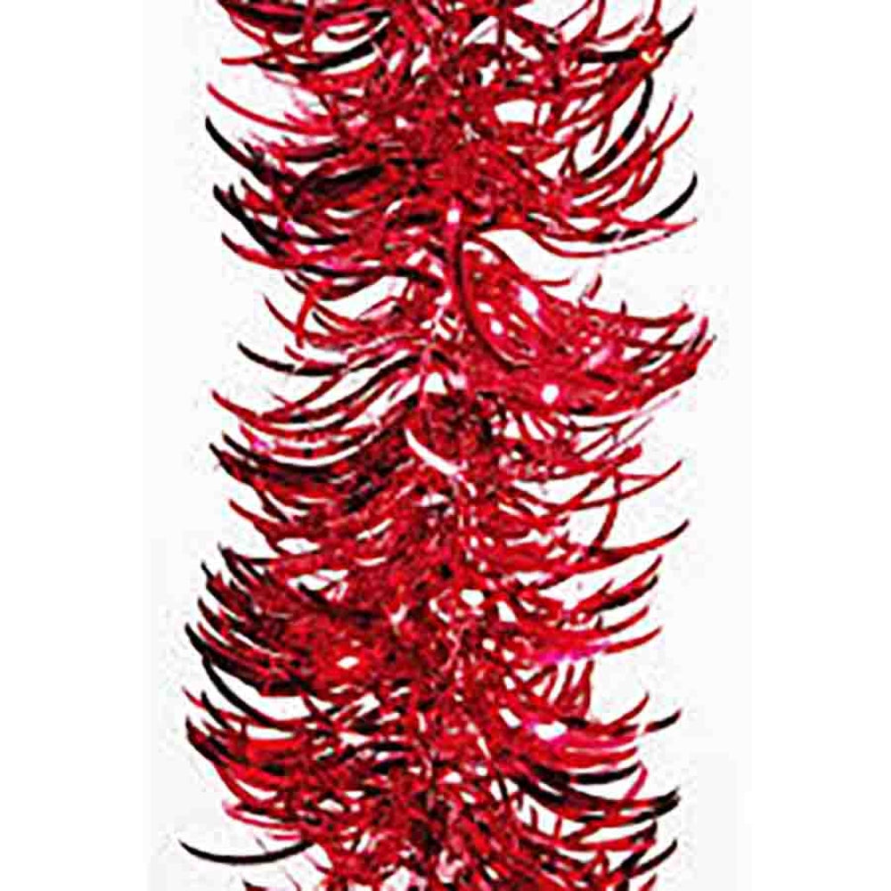 Decoris Tinsel Garland Waves 10 x 270cm - Christmas Red