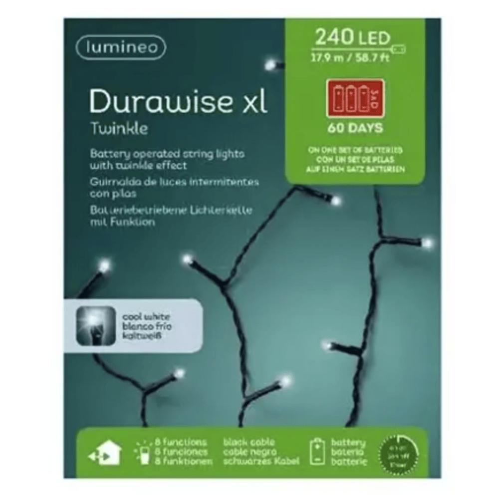 Lumineo Durawise Twinkle 240 Led Battery Lights 17.9m - Cool White