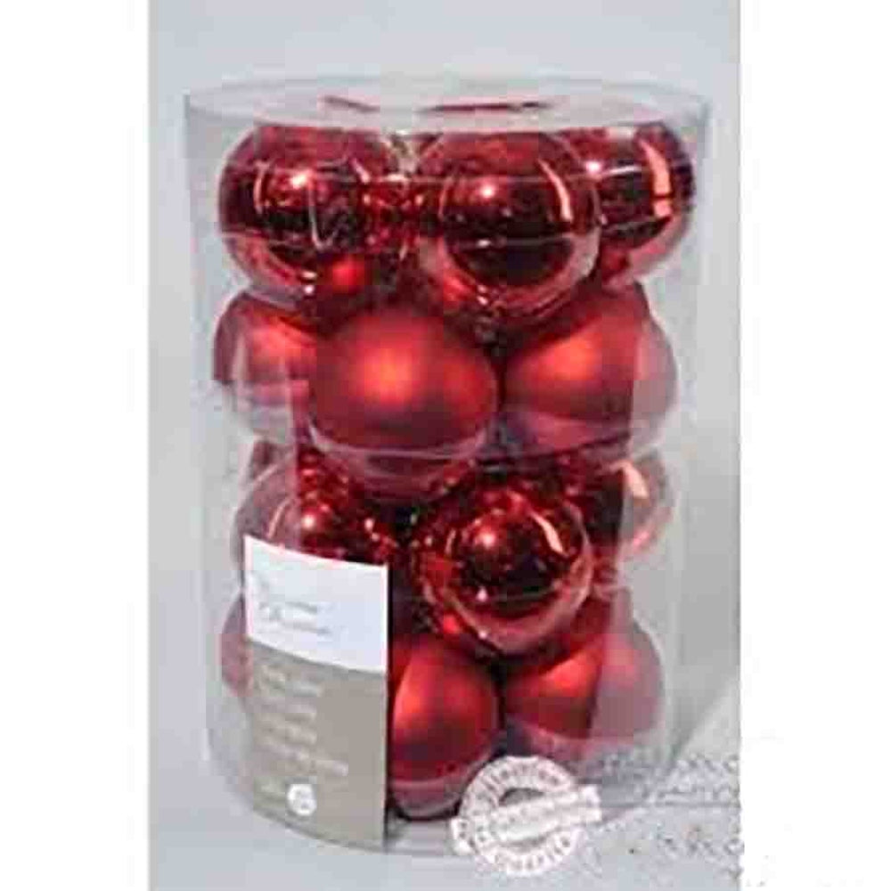 Decoris Glass Baubles Tube of 20 Pieces 6cm - Christmas Red