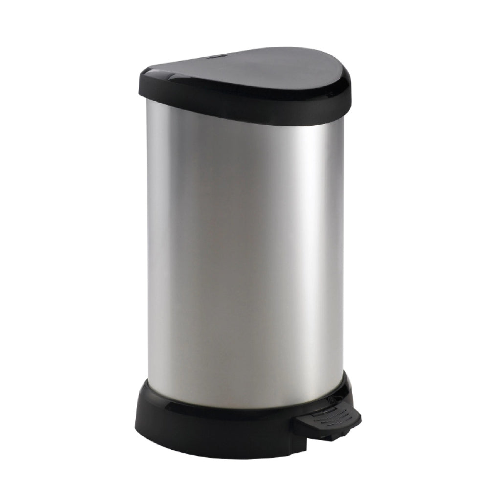 Curver Deco Bin Half Round 15L with Pedal - Silver