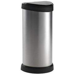 Curver Deco Bin Half Round 40L with Push Lid - Silver