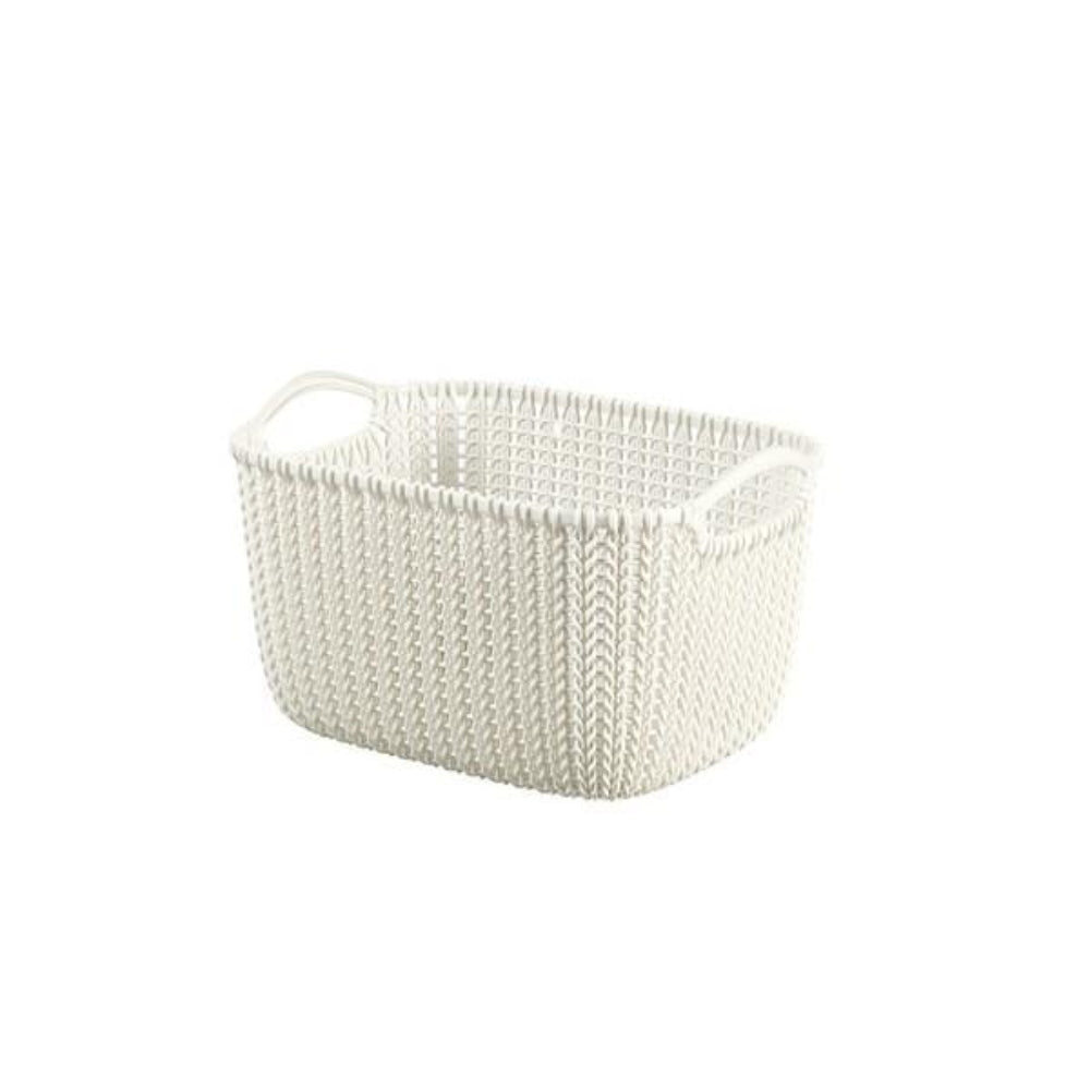 Curver Knit Rectangular Basket Small - White