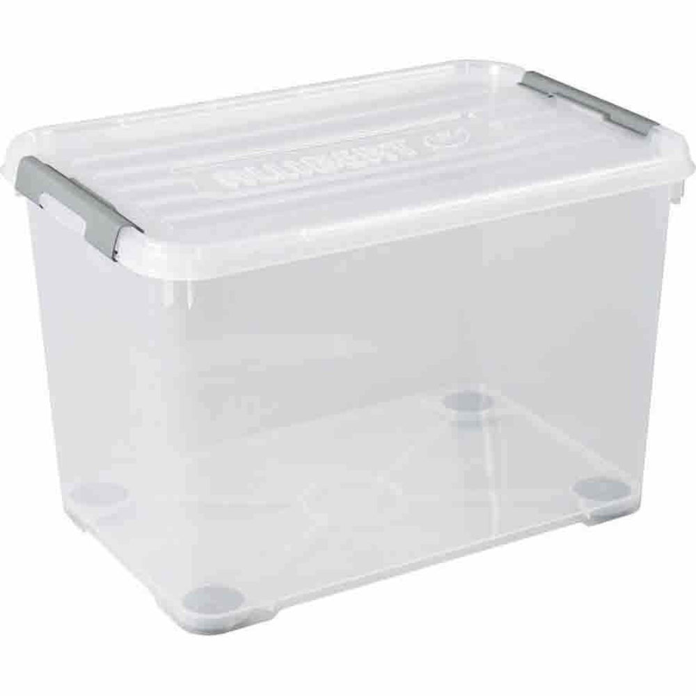 Curver Handy Storage Box 65L with Lid and Wheels - Transparent