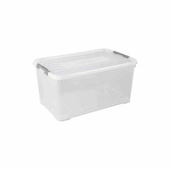 Curver Handy Storage Box 115L with Lid and Wheels - Transparent