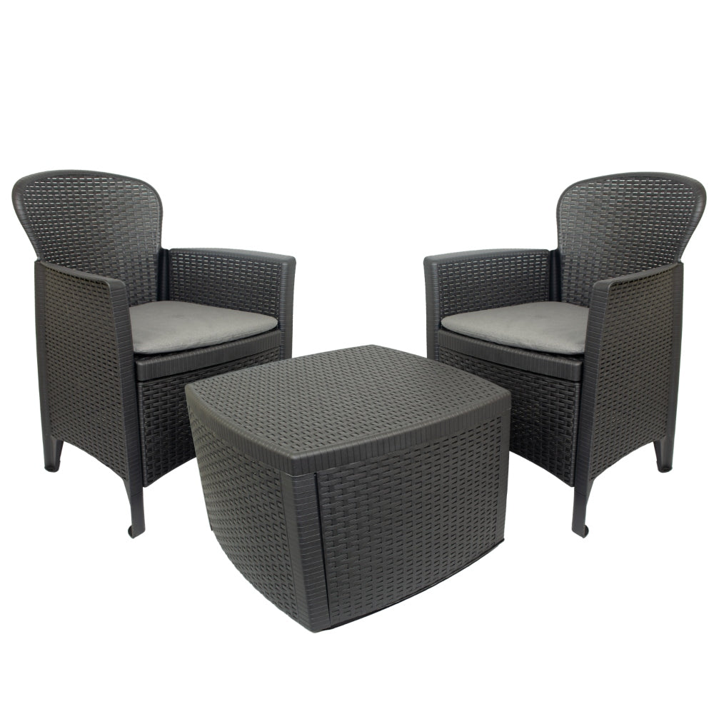 Ipae-Progarden Set Tree Rattan Effect Garden Furniture Anthracite