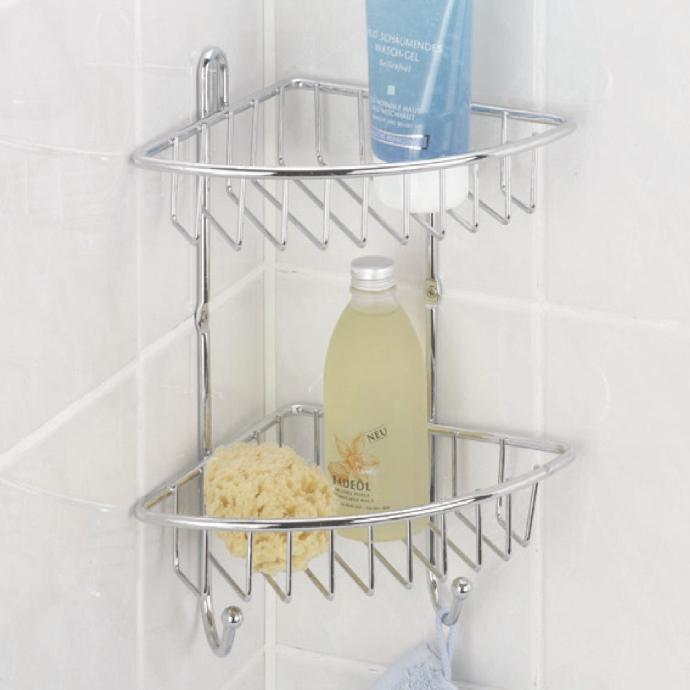 Wenko milano chrome corner Rack with 2 Tiers 22 x 31.5 x 37cm