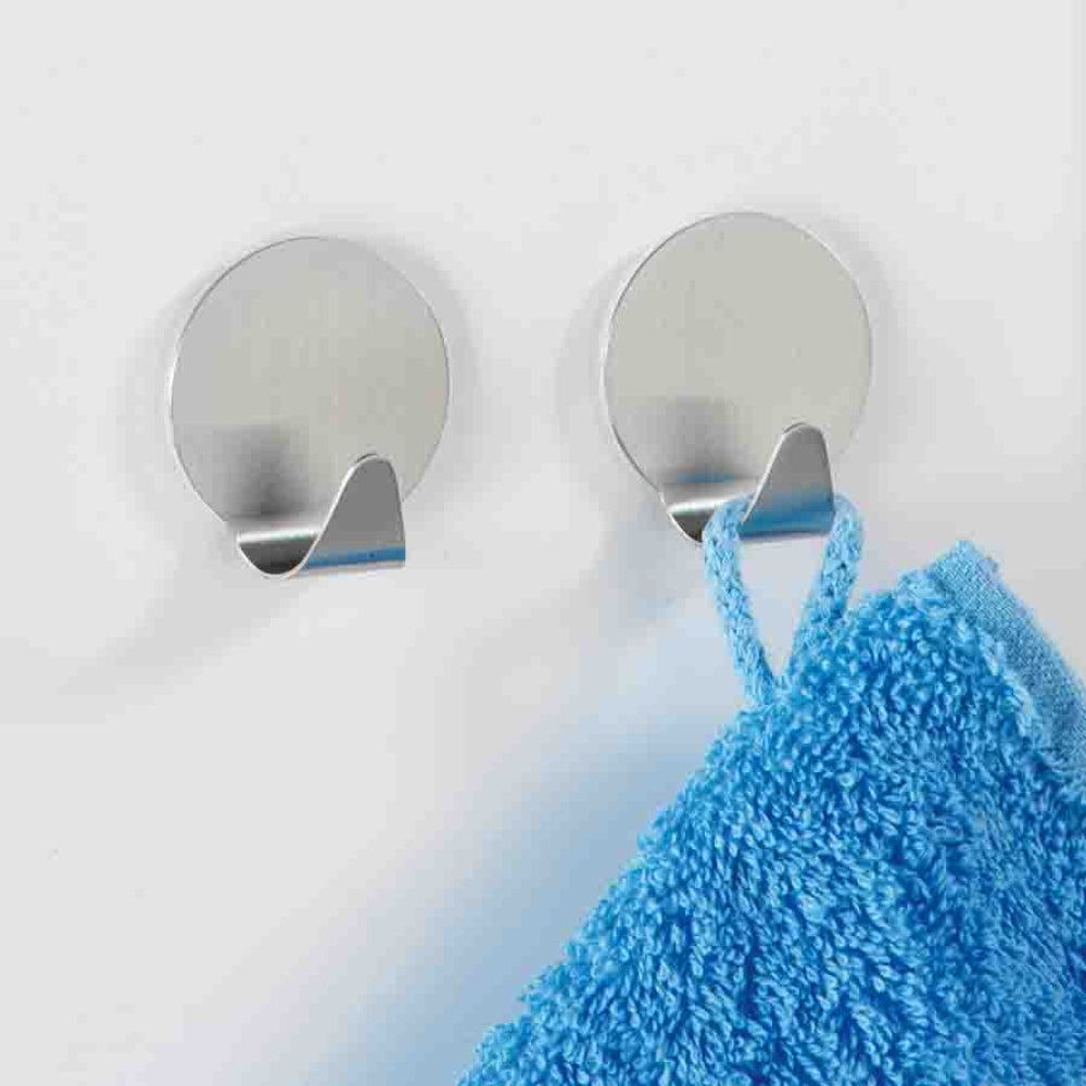 Wenko Self Adhesive Round Hook Set of 2 - Stainless Steel