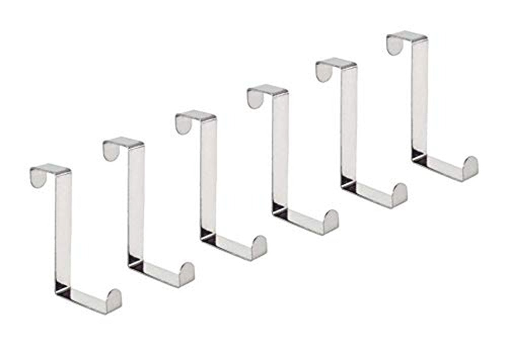 Wenko Over the Door Hooks for Cabinets and doors Set of 6 Pieces - Stainless Steel