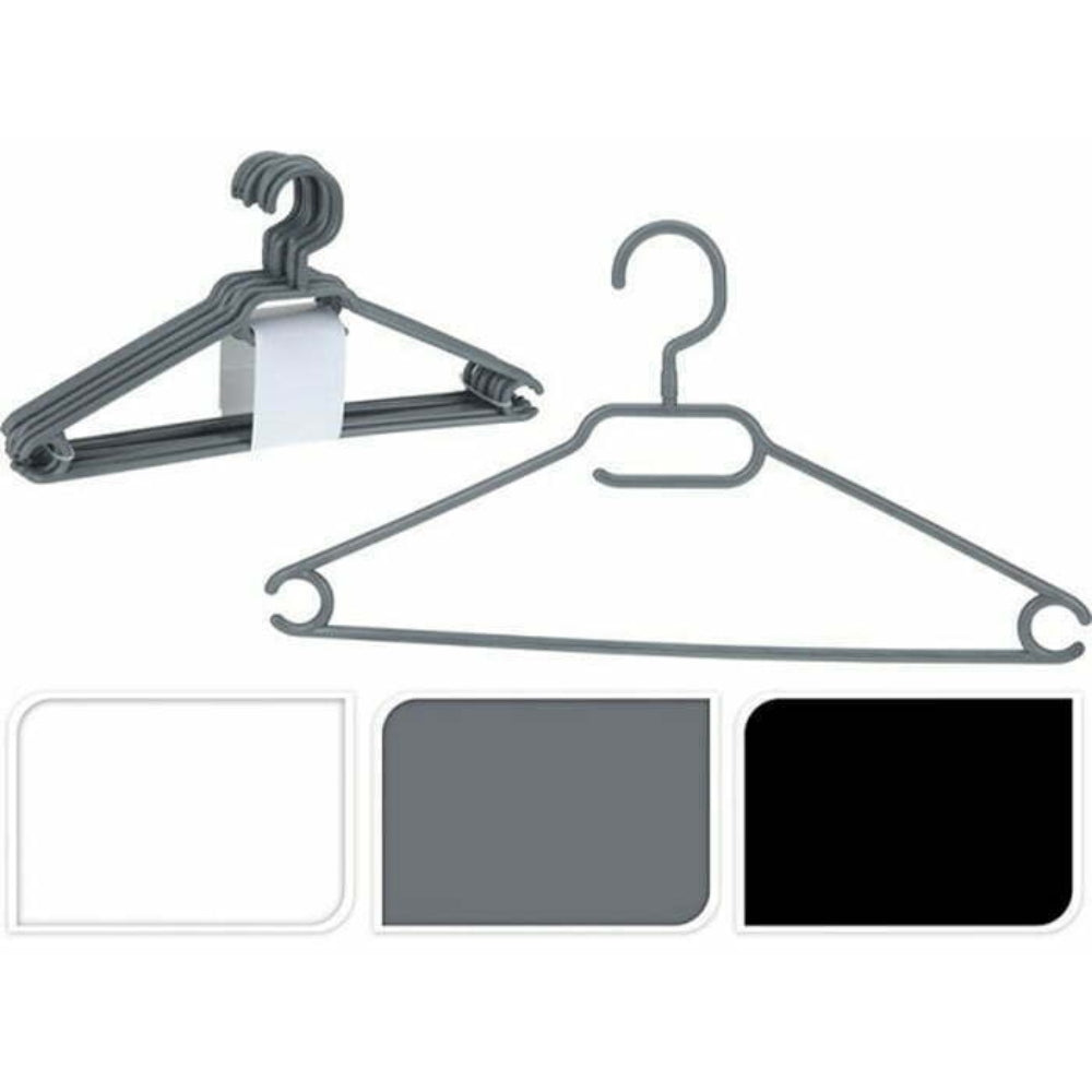 Wenko Easy Plastic Hangers Set of 10 - White/ Grey/ Black