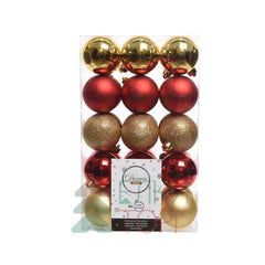 Decoris Shatterproof Bauble Box of 30 Pieces 6cm - Red and Gold