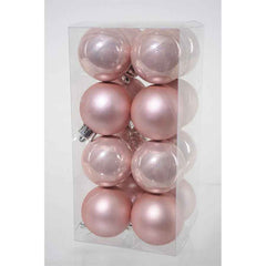 Decoris Shatterproof Baubles Box of 16 Pieces 4cm - Blush Pink