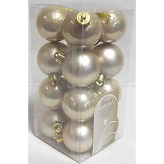 Decoris Shatterproof Baubles Box of 16 Pieces 4cm - Pearl