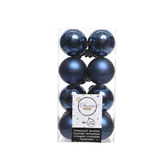 Decoris Shatterproof Baubles Box of 16 Pieces 4cm - Night Blue