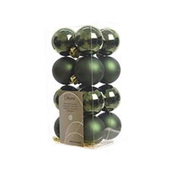 Decoris Shatterproof Baubles Box of 16 Pieces 4cm - Pine Green