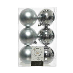 Decoris Shatterproof Baubles Box of 6 Pieces 8cm - Silver