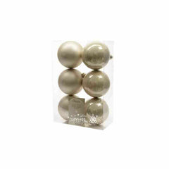 Decoris Shatterproof Baubles Box of 6 Pieces 8cm - Pearl