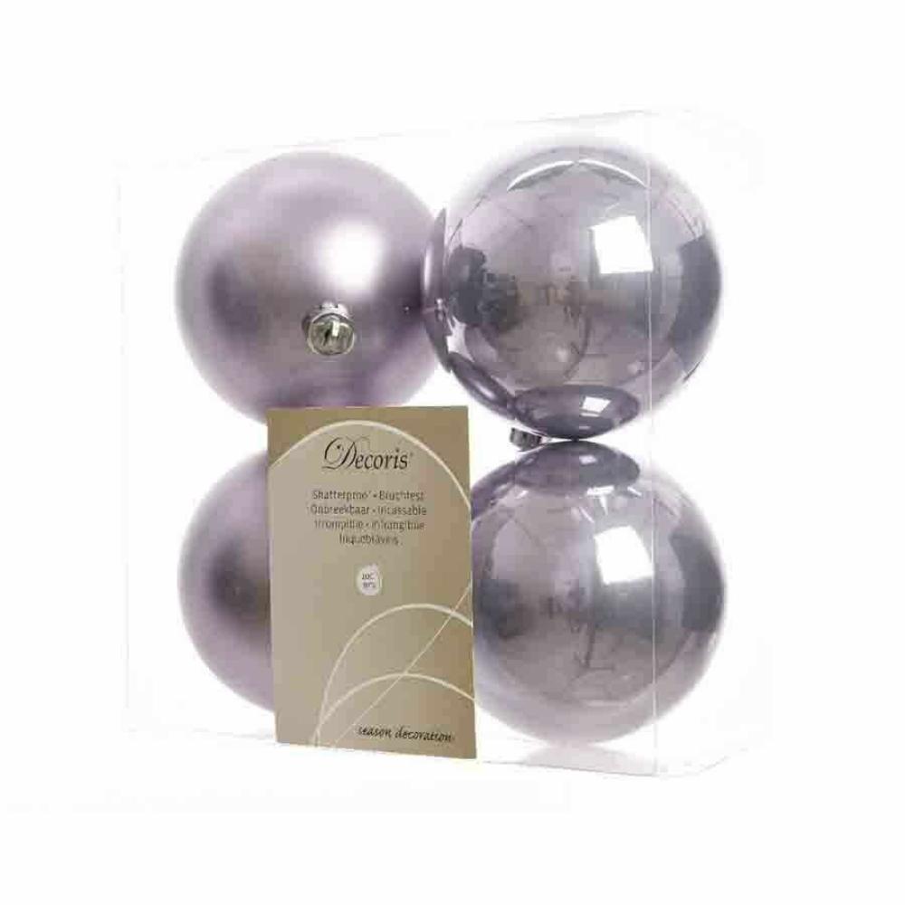 Decoris Shatterproof Baubles Box of 4 Pieces 10cm - Lilac