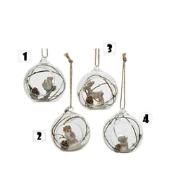 Decoris Glass Bauble 8.5cm - 4 Assorted