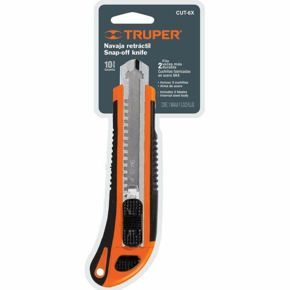 Truper Knife With Snap-Off Blade And Rubber Grip 15cm