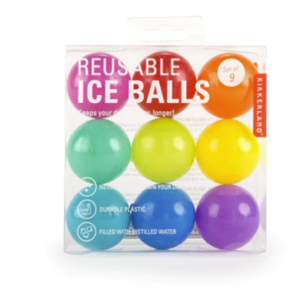 Kikkerland Rainbow Reuseable Ice Balls Set of 9