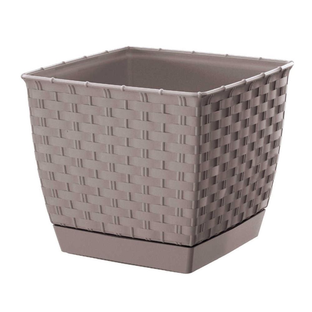 Prosperplast Ratolla Square Planter 14.5x14.5x12.6cm - Mocca