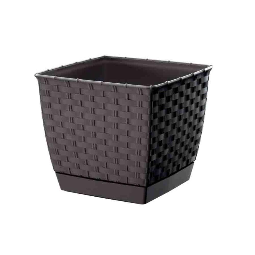 Prosperplast Ratolla Square Planter 14.5x14.5x12.6cm - Umber Brown