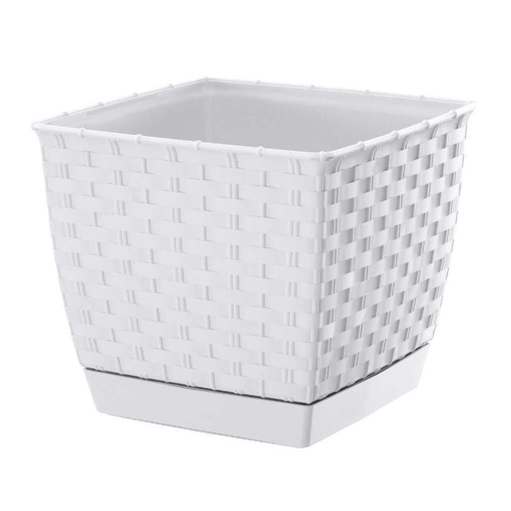 Prosperplast Ratolla Square Planter 19x19x15.9cm - White