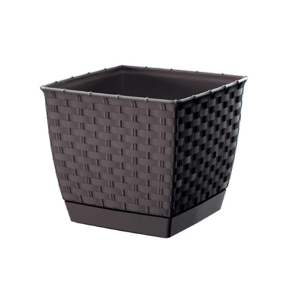 Prosperplast Ratolla Square Planter 19x19x15.9cm - Umber Brown