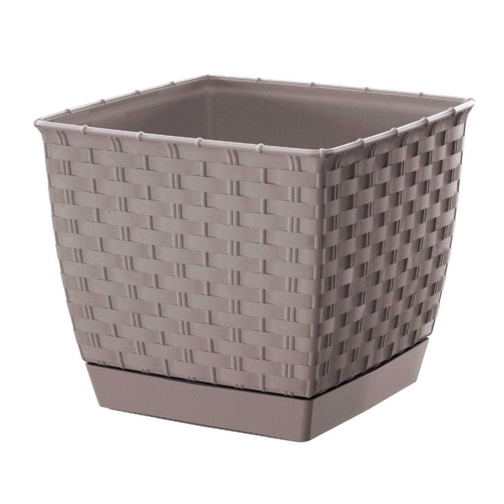 Prosperplast Ratolla Square Planter 22x22x18.9cm - Mocca