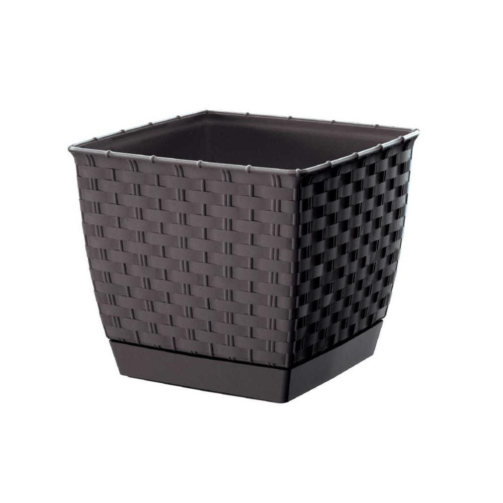 Prosperplast Ratolla Square Planter 22x22x18.9cm - Umber Brown