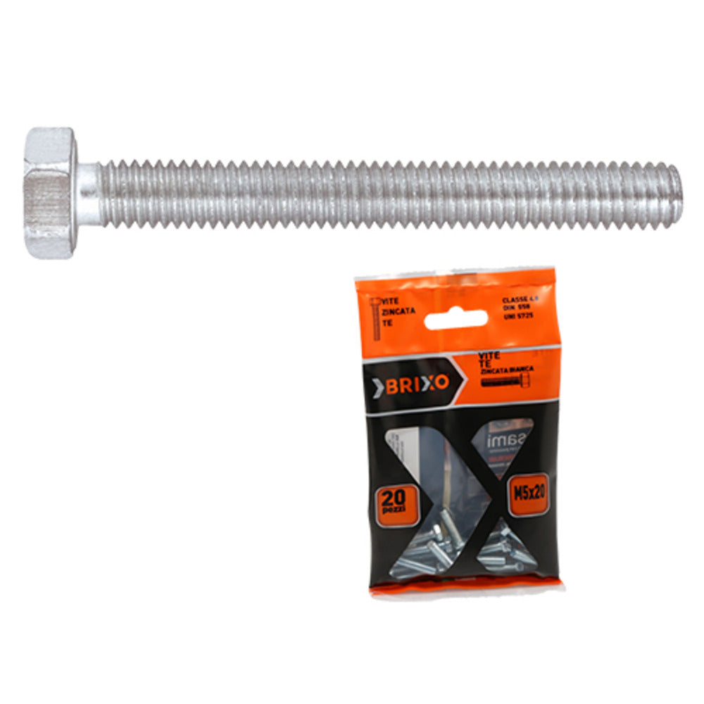 Brixo Galvanized Fully Threaded TE Screw 6 x 80mm - Pack of 10 Pieces