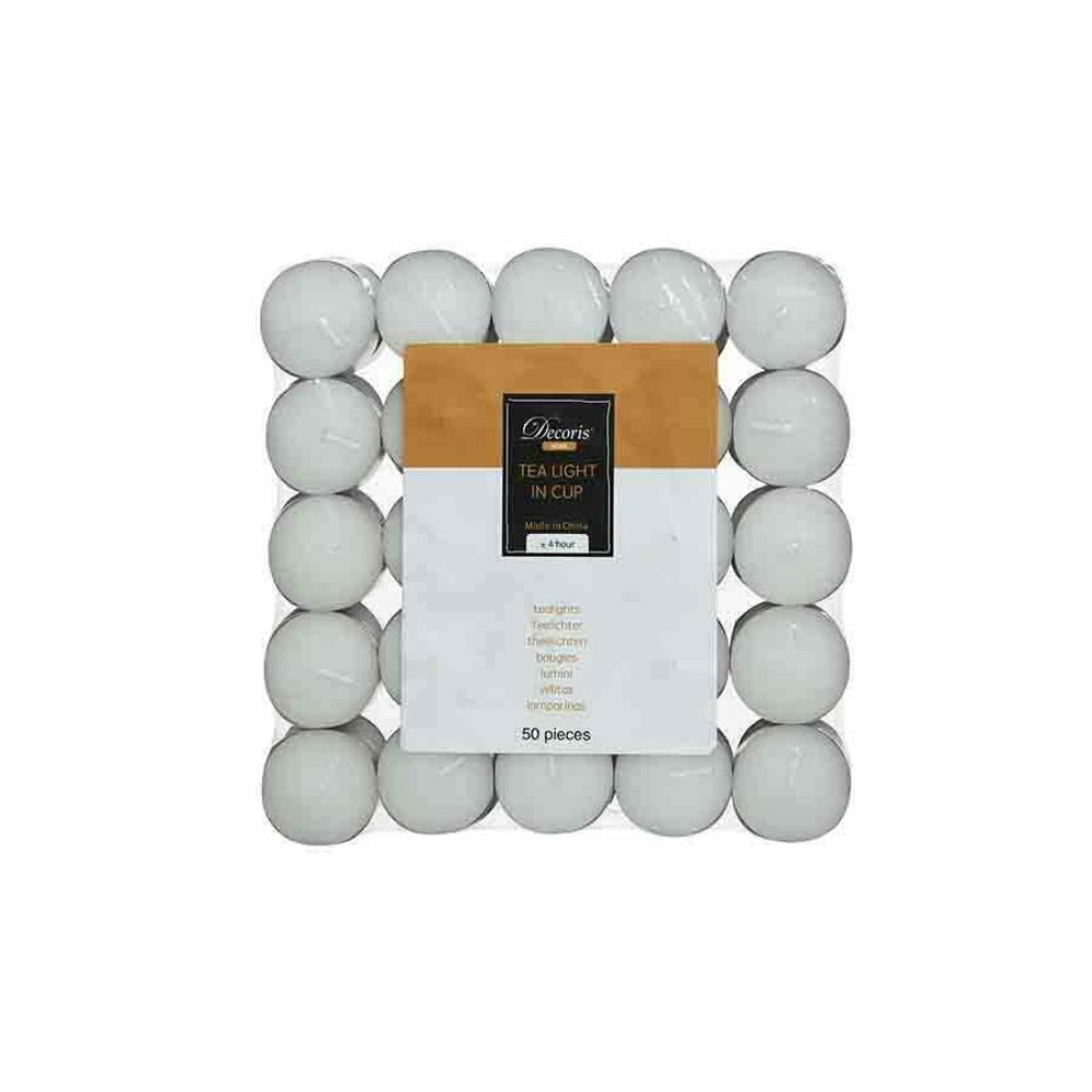 Decoris Tealight Candle Pack of 50 Pieces - White