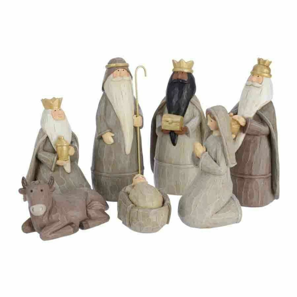 Decoris Polyresin Nativity Set of 7 Pieces - Brown