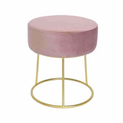 Decoris Velvet Stool with Gold Base - Pink