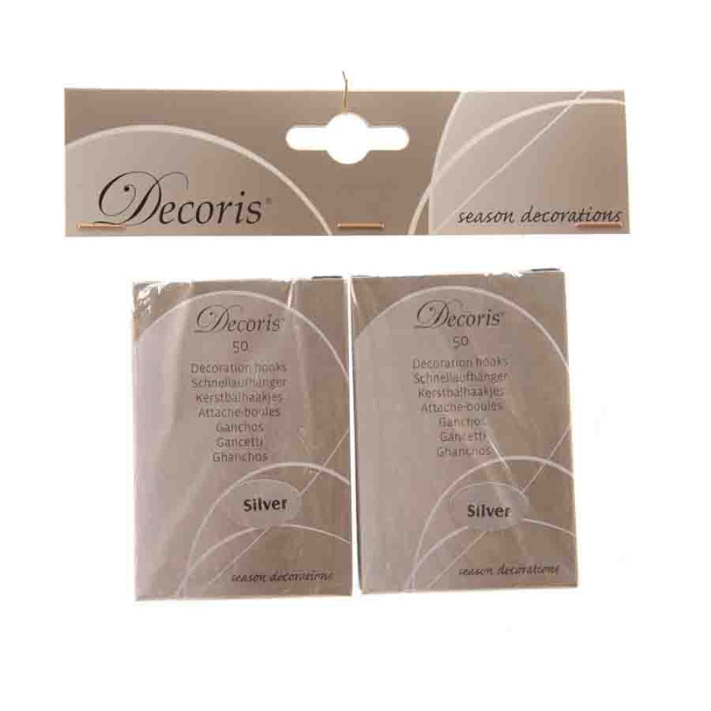 Decoris Bauble Hangers 2 Boxes of 50 Pieces - Silver